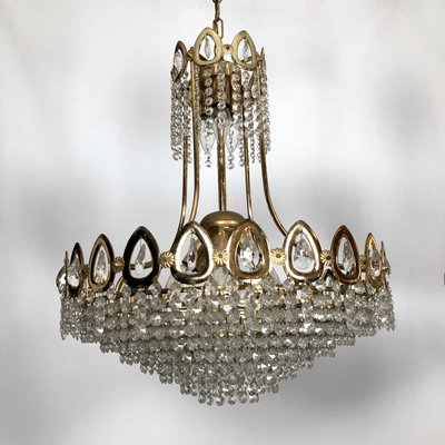 Gilt and Crystal Chandeliers from Sciolari, 1970s, Set of 2-OT-996669