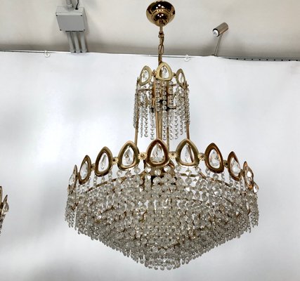 Gilt and Crystal Chandeliers from Sciolari, 1970s, Set of 2-OT-996669