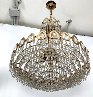 Gilt and Crystal Chandeliers from Sciolari, 1970s, Set of 2-OT-996669