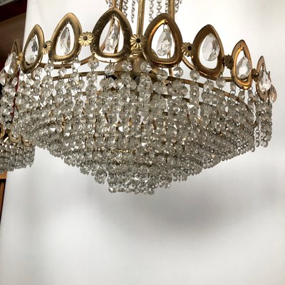 Gilt and Crystal Chandeliers from Sciolari, 1970s, Set of 2-OT-996669