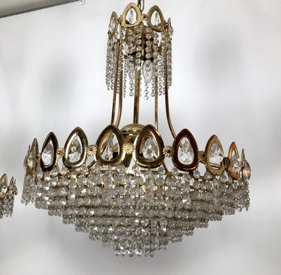 Gilt and Crystal Chandeliers from Sciolari, 1970s, Set of 2-OT-996669