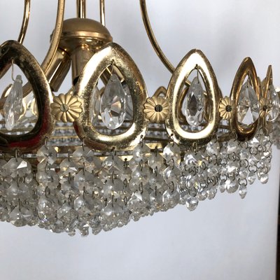 Gilt and Crystal Chandeliers from Sciolari, 1970s, Set of 2-OT-996669