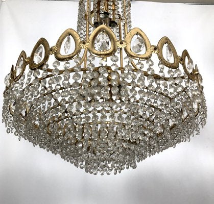 Gilt and Crystal Chandeliers from Sciolari, 1970s, Set of 2-OT-996669