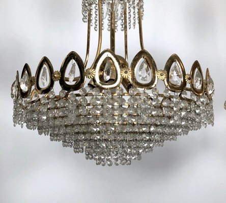 Gilt and Crystal Chandeliers from Sciolari, 1970s, Set of 2-OT-996669