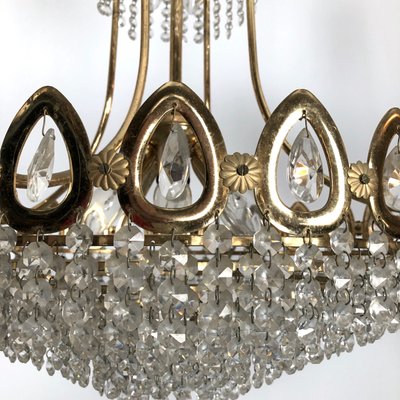 Gilt and Crystal Chandeliers from Sciolari, 1970s, Set of 2-OT-996669