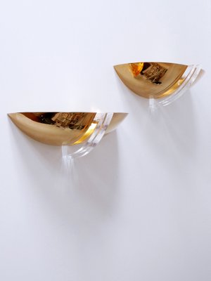 Gilt Brass & Acrylic Glass Wall Lights, Germany, 1980s, Set of 2-WPT-1746309