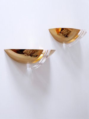 Gilt Brass & Acrylic Glass Wall Lights, Germany, 1980s, Set of 2-WPT-1746309