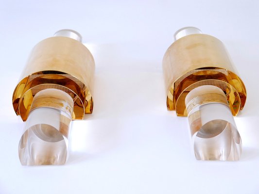 Gilt Brass & Acrylic Glass Wall Lights, Germany, 1980s, Set of 2-WPT-1746256