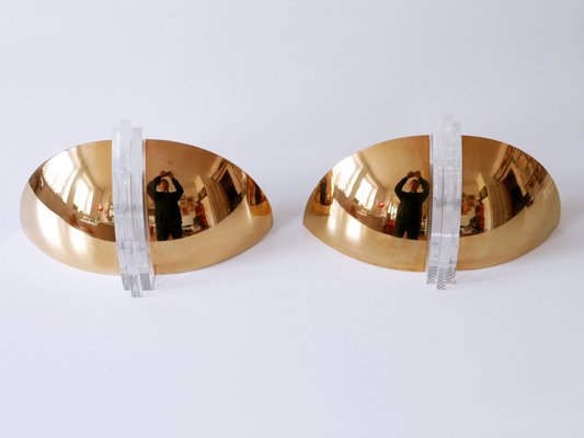 Gilt Brass & Acrylic Glass Wall Lights, Germany, 1980s, Set of 2-WPT-1746309