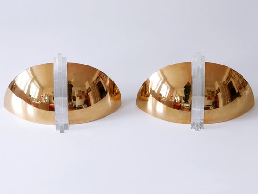 Gilt Brass & Acrylic Glass Wall Lights, Germany, 1980s, Set of 2-WPT-1746309