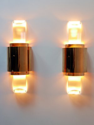 Gilt Brass & Acrylic Glass Wall Lights, Germany, 1980s, Set of 2-WPT-1746256