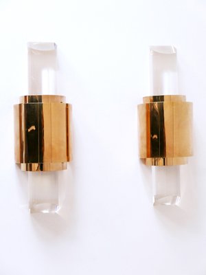 Gilt Brass & Acrylic Glass Wall Lights, Germany, 1980s, Set of 2-WPT-1746256