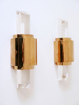 Gilt Brass & Acrylic Glass Wall Lights, Germany, 1980s, Set of 2-WPT-1746256