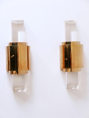 Gilt Brass & Acrylic Glass Wall Lights, Germany, 1980s, Set of 2-WPT-1746256