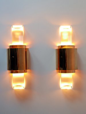 Gilt Brass & Acrylic Glass Wall Lights, Germany, 1980s, Set of 2-WPT-1746256