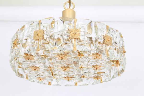 Gilt Brass and Crystal Chandelier by Sciolari for Palwa, Germany, 1970s-UGR-1085646