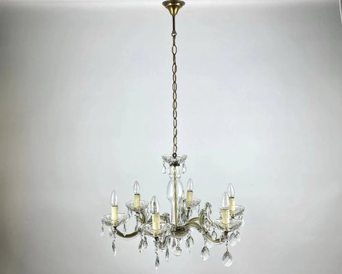 Gilt Brass and Crystal Chandelier from Maria Theresa, 1960s-GYX-1359808