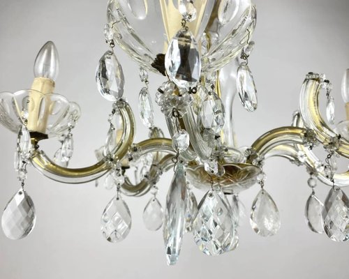 Gilt Brass and Crystal Chandelier from Maria Theresa, 1960s-GYX-1359808