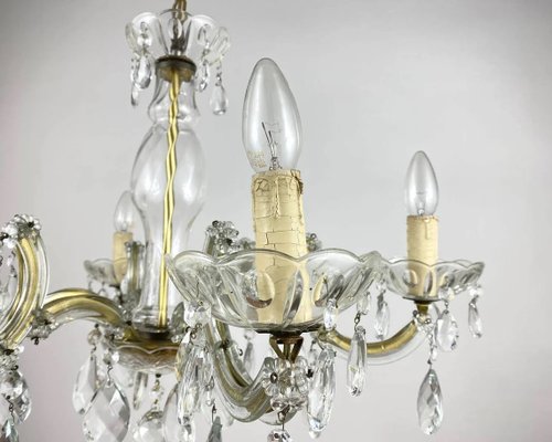 Gilt Brass and Crystal Chandelier from Maria Theresa, 1960s-GYX-1359808