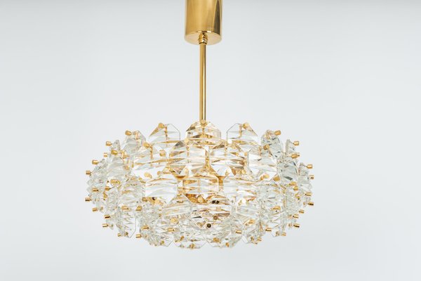 Gilt Brass and Crystal Glass Chandelier by Kinkeldey, Germany, 1970s-UGR-1086342