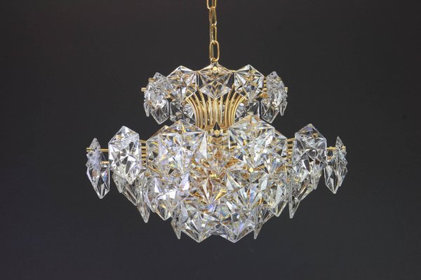 Gilt Brass and Crystal Glass Chandelier by Kinkeldey, Germany, 1970s-UGR-1085685