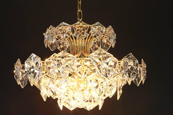 Gilt Brass and Crystal Glass Chandelier by Kinkeldey, Germany, 1970s-UGR-1085685