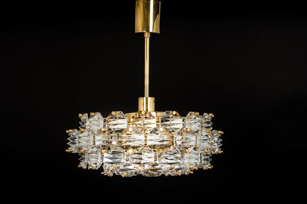 Gilt Brass and Crystal Glass Chandelier by Kinkeldey, Germany, 1970s-UGR-1086342