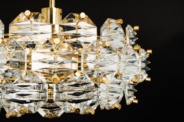 Gilt Brass and Crystal Glass Chandelier by Kinkeldey, Germany, 1970s-UGR-1086342