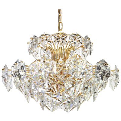 Gilt Brass and Crystal Glass Chandelier from Kinkeldey, Germany, 1970s-UGR-1085203