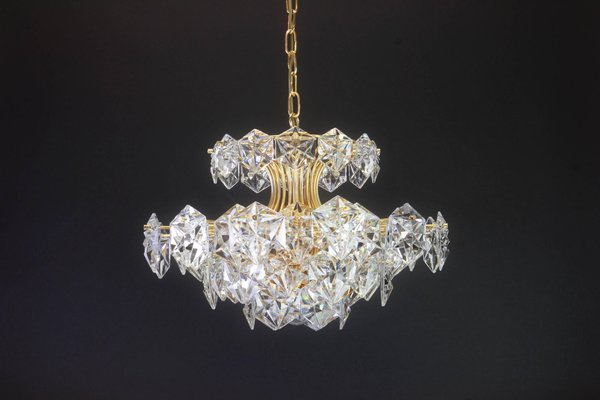 Gilt Brass and Crystal Glass Chandelier from Kinkeldey, Germany, 1970s-UGR-1085203