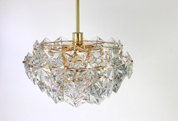 Gilt Brass and Crystal Glass Chandelier from Kinkeldey, Germany, 1970s-UGR-1085874