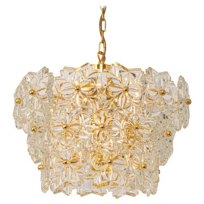 Gilt Brass and Crystal Glass Chandelier, Germany, 1970s-UGR-1085423