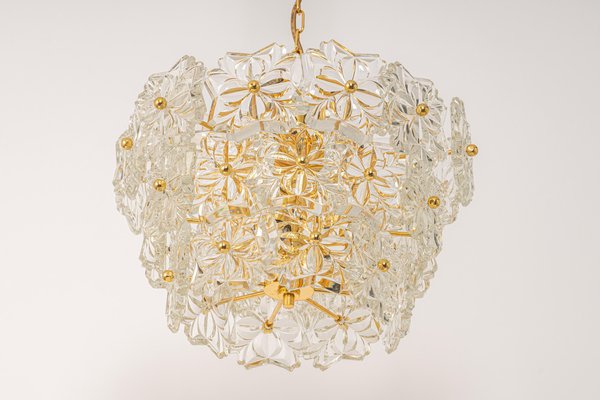 Gilt Brass and Crystal Glass Chandelier, Germany, 1970s-UGR-1085423