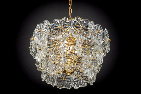 Gilt Brass and Crystal Glass Chandelier, Germany, 1970s-UGR-1085423