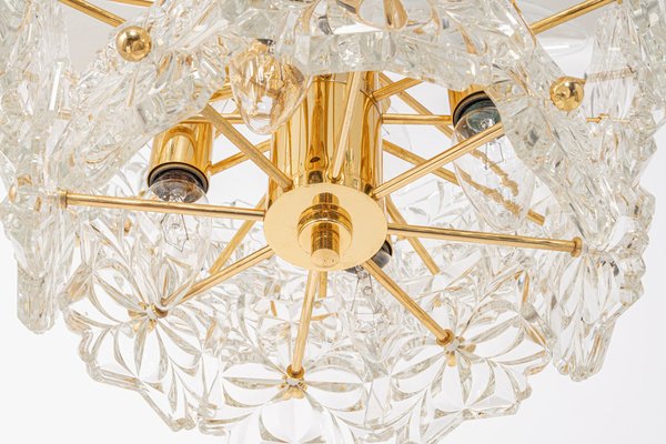 Gilt Brass and Crystal Glass Chandelier, Germany, 1970s-UGR-1085423