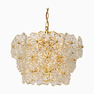 Gilt Brass and Crystal Glass Chandelier, Germany, 1970s-UGR-1085423