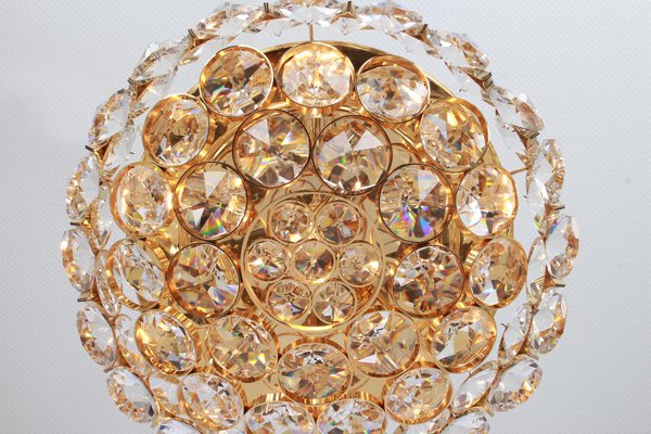 Gilt Brass and Crystal Glass Encrusted Chandelier from Palwa, Germany, 1970s-UGR-1085787