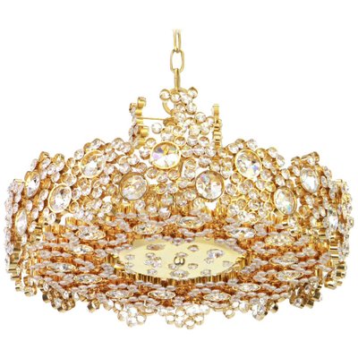 Gilt Brass and Crystal Glass Encrusted Chandeliers from Palwa, Germany, 1970s-UGR-1085377