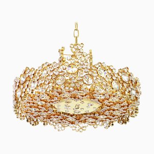 Gilt Brass and Crystal Glass Encrusted Chandeliers from Palwa, Germany, 1970s-UGR-1085377