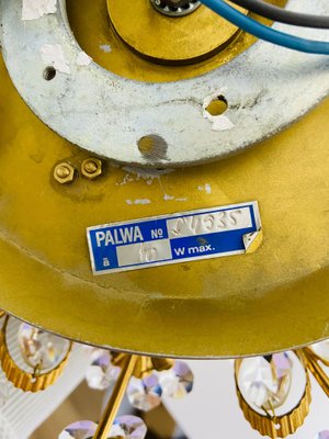 Gilt Brass and Crystal Glass Flush Mount from Palwa, Germany, 1970s-PUK-808067