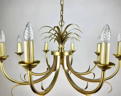 Gilt Brass Chandelier from S.A. Boulanger in the style of Maison Bagues, 1970s-GYX-1348246