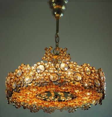 Gilt Brass & Crystal Chandelier in the style of Palwa or Lobmeyr, 1960s-GKC-823030