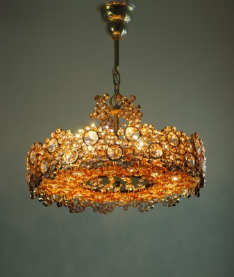 Gilt Brass & Crystal Chandelier in the style of Palwa or Lobmeyr, 1960s-GKC-823030