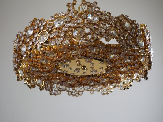 Gilt Brass & Crystal Chandelier in the style of Palwa or Lobmeyr, 1960s-GKC-823030