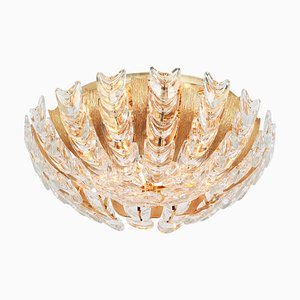 Gilt Brass Crystal-Glass Flower Chandelier by Palwa, Germany, 1970s-UGR-1085444