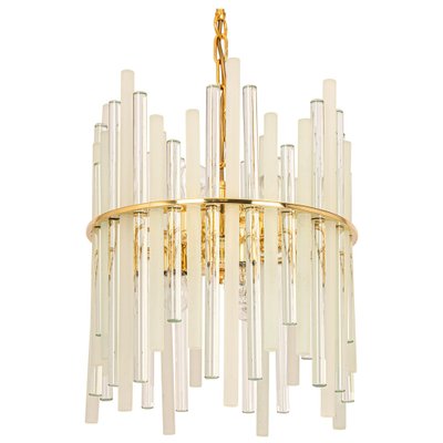 Gilt Brass & Crystal Glass Rods Chandelier by C.Palme, Germany, 1970s-UGR-1195100