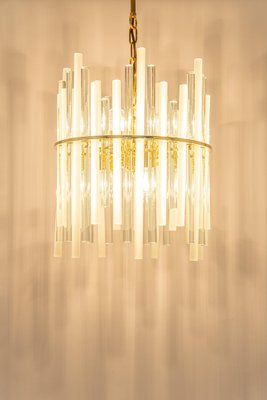 Gilt Brass & Crystal Glass Rods Chandelier by C.Palme, Germany, 1970s-UGR-1195100