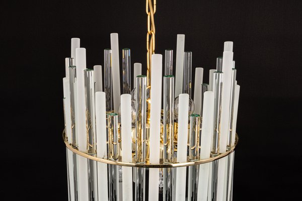 Gilt Brass & Crystal Glass Rods Chandelier by C.Palme, Germany, 1970s-UGR-1195100