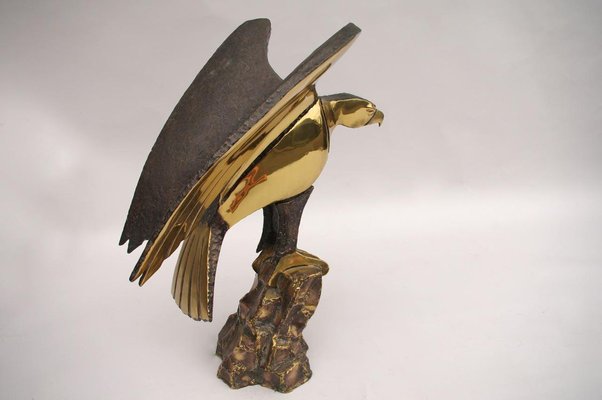 Gilt Brass Eagle Sculpture by Daniel Chassin, 1990s-CEJ-626773