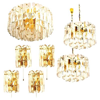 Gilt Brass & Glass Palazzo Light Fixtures by J. T. Kalmar, 1970, Set of 7-VDW-995275